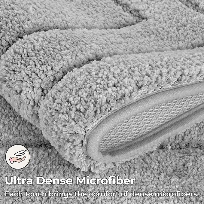 GRANNY SAYS Bathroom Rugs Sets 2 Piece,Soft Bath Mats for Bath, Bathroom Rugs Non Slip Washable, Absorbent Bath Rug for Tub,Shower and Toilet, Bath Mat Set (Gray, 20" x 32" + 16" x 24")