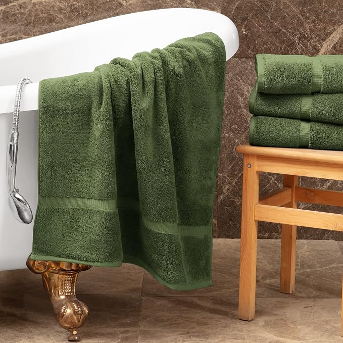 Towel Bazaar 8-Piece Towel Set, 100% Premium Cotton Turkish Towels,Luxury Towel Super Soft and Absorbent, Perfect Use for Bathroom, Shower Towels - Moss Green