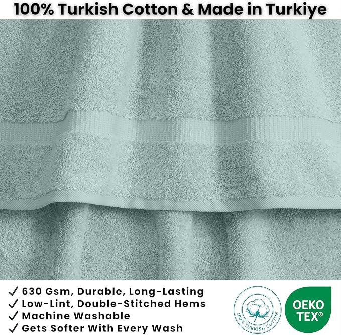SALBAKOS 2-Piece 100% Turkish Cotton Extra Large Bath Towel 35x70 inch | Premium Hotel Quality Bath Sheet Towels | Thick, Soft, Absorbent, Oversized Bath & Beach Towels (Seafoam Green, 2 Bath Sheets)