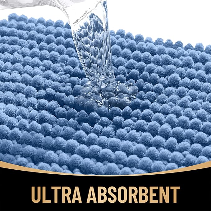OLANLY Thick Bathroom Runner Rugs 70x24, Extra Soft Absorbent Chenille Bath Rugs, Rubber Backing, Machine Wash, Long Bath Mats for Bathroom, Tub and Shower, Home Decor Accessories, Cornflower Blue