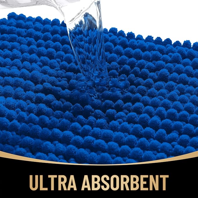 OLANLY Thick Bathroom Rugs 30x20, Extra Soft Absorbent Chenille Bath Rugs, Rubber Backing, Machine Wash Dry, Bath Mats for Bathroom Floor, Tub and Shower, Home Decor Accessories, Royal Blue
