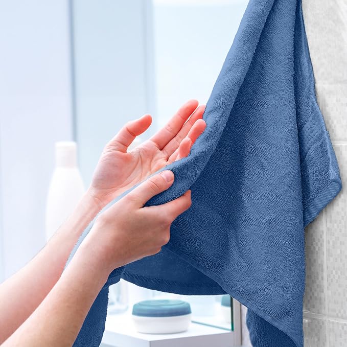 Martex Easy Living Everyday 6-Piece Bathroom Towel Set, Blue | 2 Bath Towels, 2 Hand Towels, 2 Wash Cloths, 100% Cotton, Soft, Quick-Dry