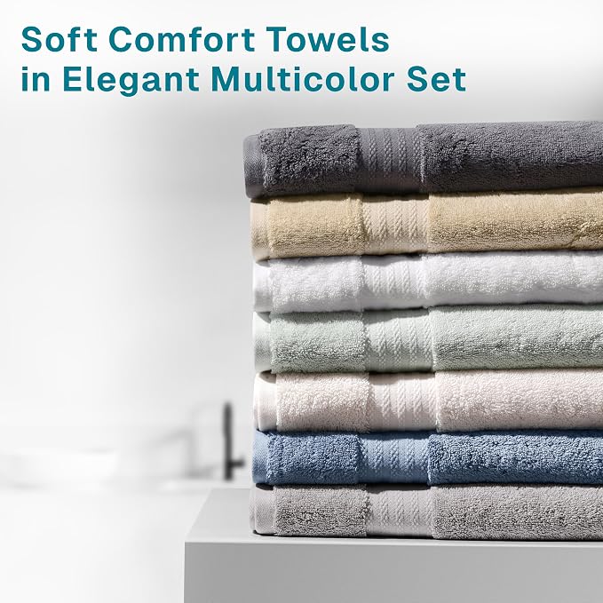 Fabdreams 100% Organic Cotton Bath Towel Set of 6 700 GSM Hotel Premium Plush Absorbent Soft Durable Skin-Friendly Spa Quality Bathroom Comfort with 2 Bath 2 Hand Towels and 2 Wash Cloths Dark Grey