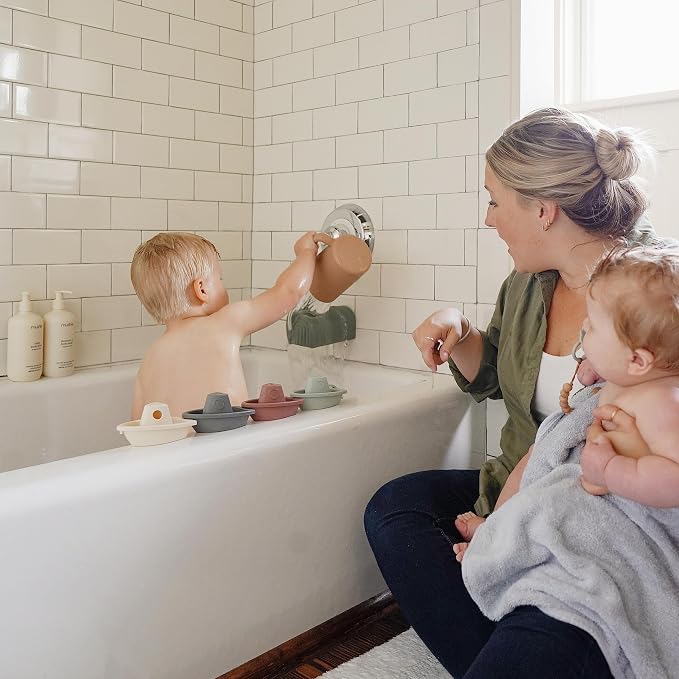 mushie Baby Bath Rinse Cup | 100% Food Grade Silicone | Shampoo & Body Washing Rinser Cup For Kids (Rose)