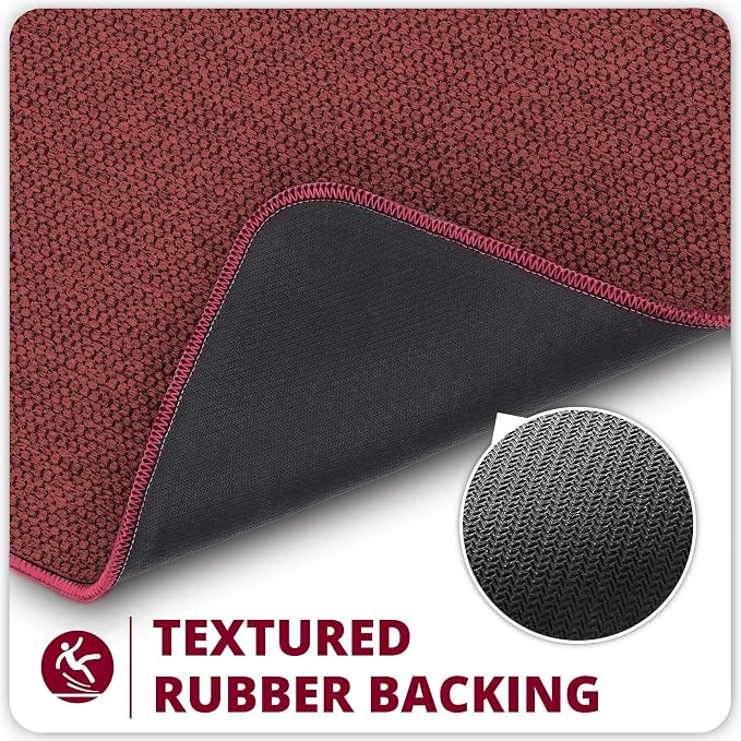 Bosap Bath Mat,Ultra Thin Bathroom Rugs,Rubber Bath Mats for Bathroom,No Slip Bath Rugs,Quick Dry,Machine Washable,Low Pile,Absorbent,Shower Outside,Sink,Home Decor Accessories.Red,1'5"x2'3"(2 Pack)