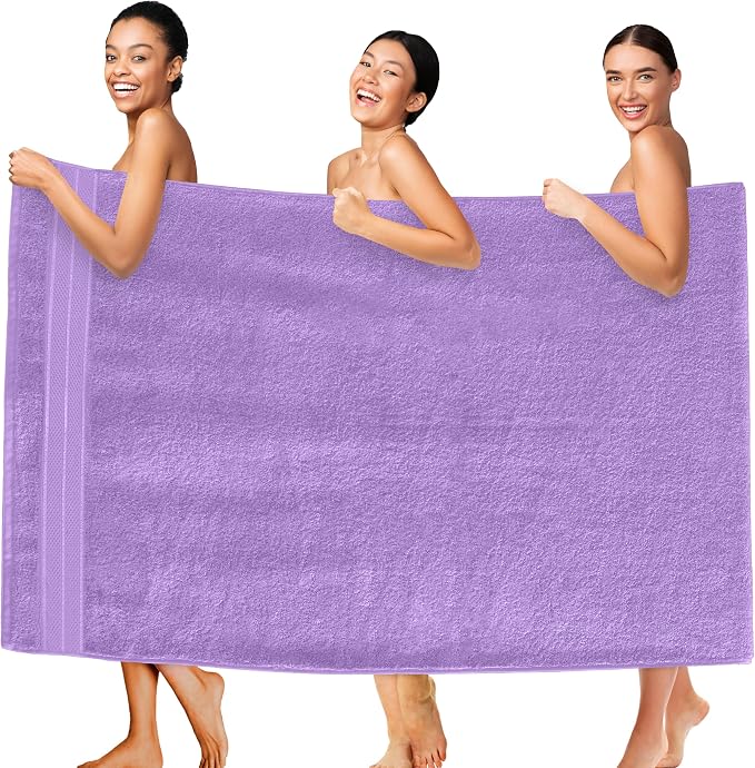 Elegant Comfort Three Line Popcorn Extra Large Luxury Bath Towel - 40" x 80" inch, Premium Hotel Spa Quality 1 Piece Oversized Bath Sheet 100% Turkish Cotton Super Soft Highly Absorbent, Lavender