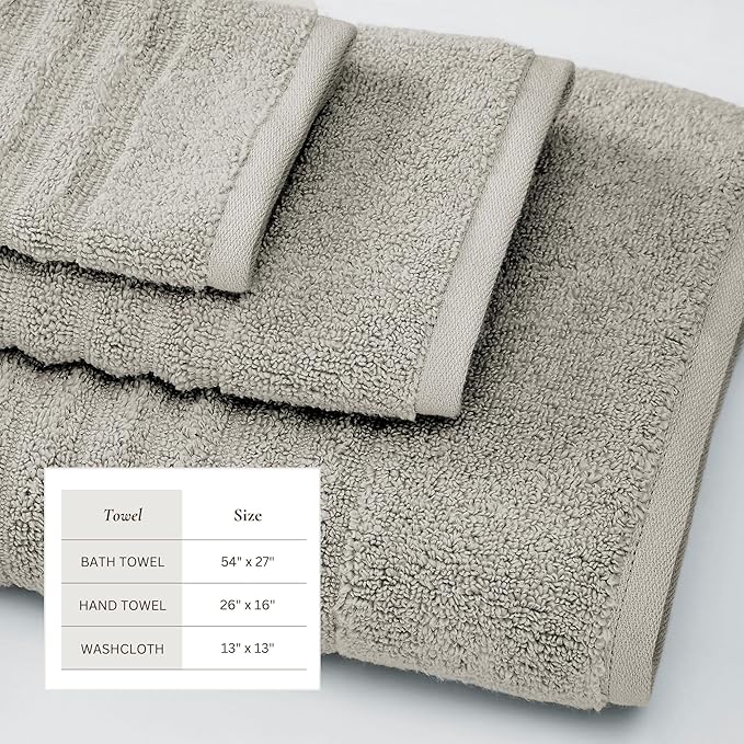 Great Bay Home Bath Towel Set - 100% Cotton 6 Piece Towel Set - Absorbent & Quick-Dry Towels for Bathroom (Mid Grey)