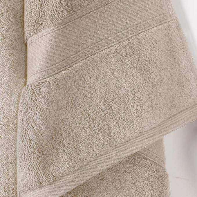 SUPERIOR Egyptian Cotton Plush & Absorbent, Bath Towel Set of 2, Stone | Quick Dry, Soft Luxury Towel Set, Bath Essentials for Bathroom, Guest Bath, Spa, 2 Piece Bath, Madeline Towels