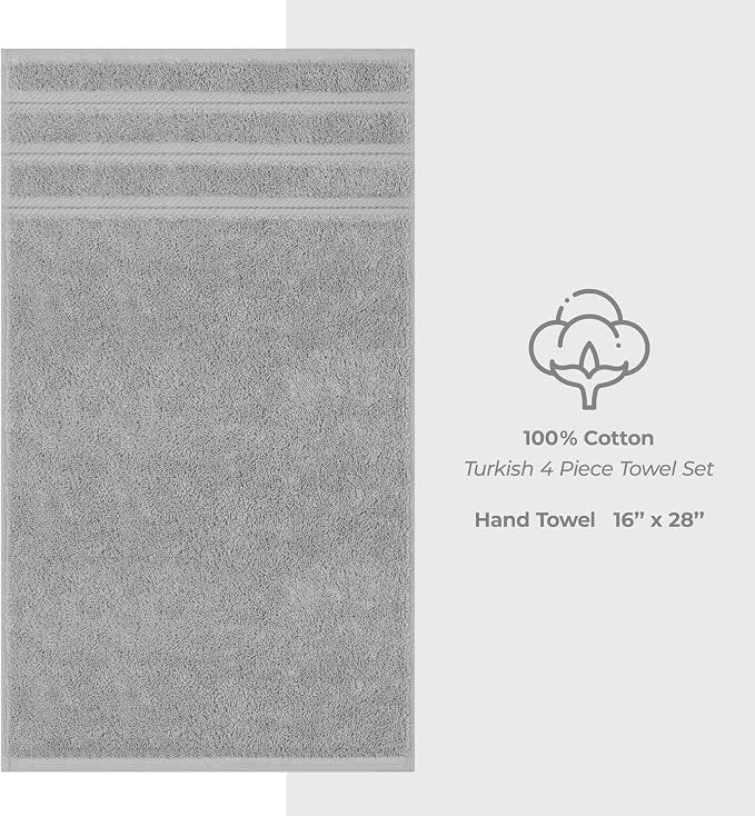 American Soft Linen 100% Cotton Luxury Turkish Towels, 4 PC Hand Towel Set | Soft Absorbent Quick Dry OEKO Tex Standard 100 Certificated Durable Machine Washable Breathable Premium Hotel Quality