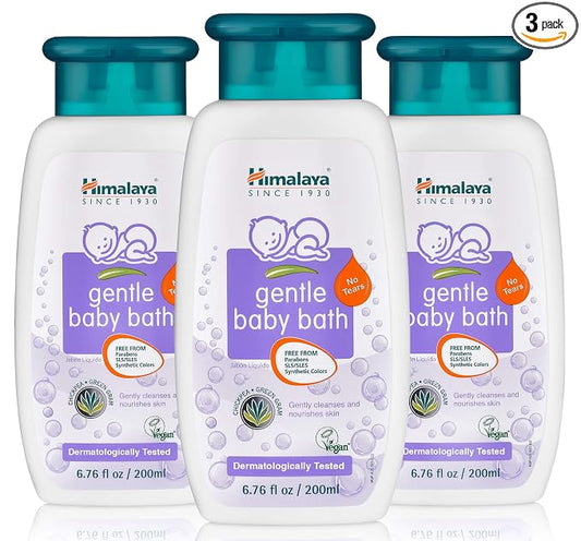 Himalaya Gentle Baby Bath, Gentle, Non-Irritating Cleanser for Nourishing Your Baby's Skin, 6.76 Fl Oz (Pack of 3)
