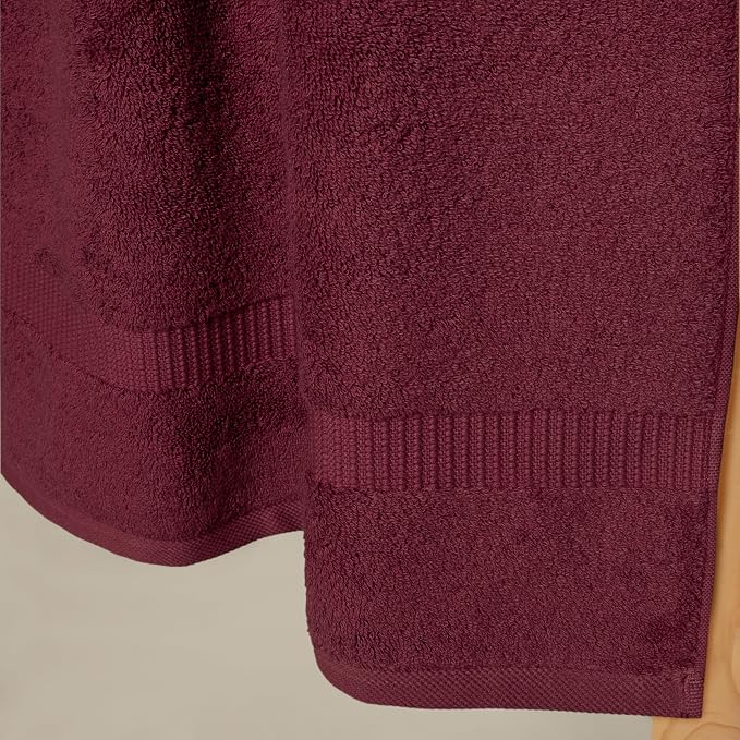 SALBAKOS 100% Turkish Cotton 6-Piece Towel Set | Premium Quality Hotel & Spa Collection | Ultra Soft, Super Absorbent 2 Washcloth, 2 Hand, 2 Bath Towels Sets | Made in Turkey (Wine, 6 Piece Towel Set)