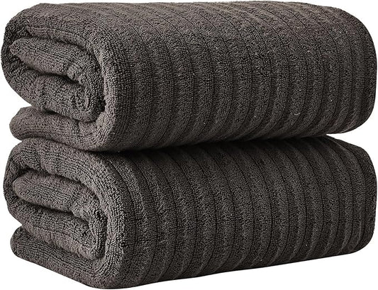 Great Bay Home 2 Pack Bath Sheet Set - 100% Cotton Towel Set - Absorbent & Quick-Dry Towels for Bathroom (Midnight Grey)