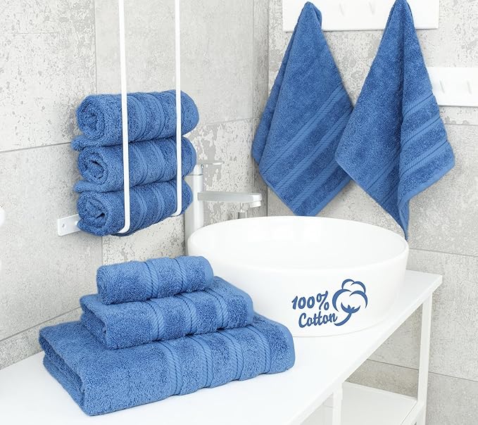 American Soft Linen 100% Cotton Luxury Turkish Towels, 6 Piece Towel Set | Soft Absorbent Quick Dry OEKO Tex Standard 100 Certificated Durable Machine Washable Breathable Premium Hotel Quality