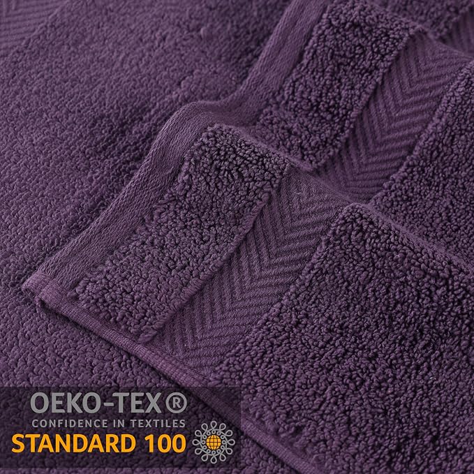 Superior Zero Twist Cotton 12 Piece Assorted Towel Set, Includes 4 Bath, 4 Hand, 4 Washcloth/Face Towels, Quick Dry, Home Essentials, Shower, Spa, Luxury Plush Soft Absorbent Towels, Grape Seed