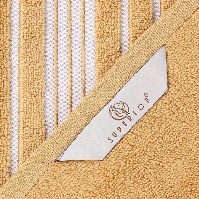 Superior Cotton Hand Towel Set, Small Towels, Plush Soft Absorbent Bathroom Basics, Home Essentials, Spa, Salon, Hotel, Kitchen, Luxury Quick Drying, Zero-Twist, Solid, Sadie Collection, Gold