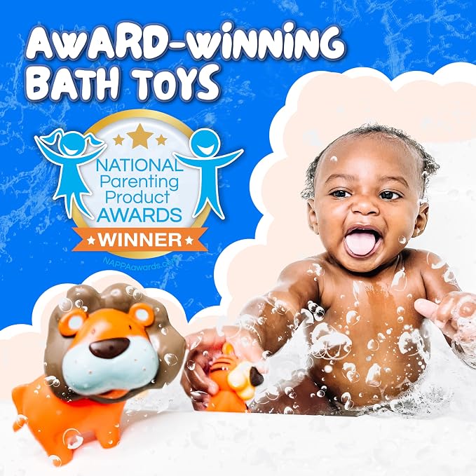 SplashEZ Animal Toy, Mold Free Bath Toys for Toddlers & Kids, No Hole Bath Toy for Bathtub, Pool, Shower for Boys & Girls