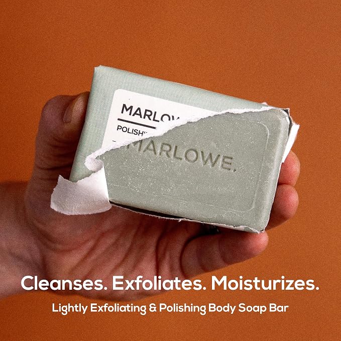 MARLOWE. Lightly Exfoliating Cleansing Soap Bar, Sage + Fir 7 oz (6 Bars) | Moisturizing Soap Bar that nourishes while it cleanses for soft, smooth, refreshed skin. Original Sage + Fir scent.