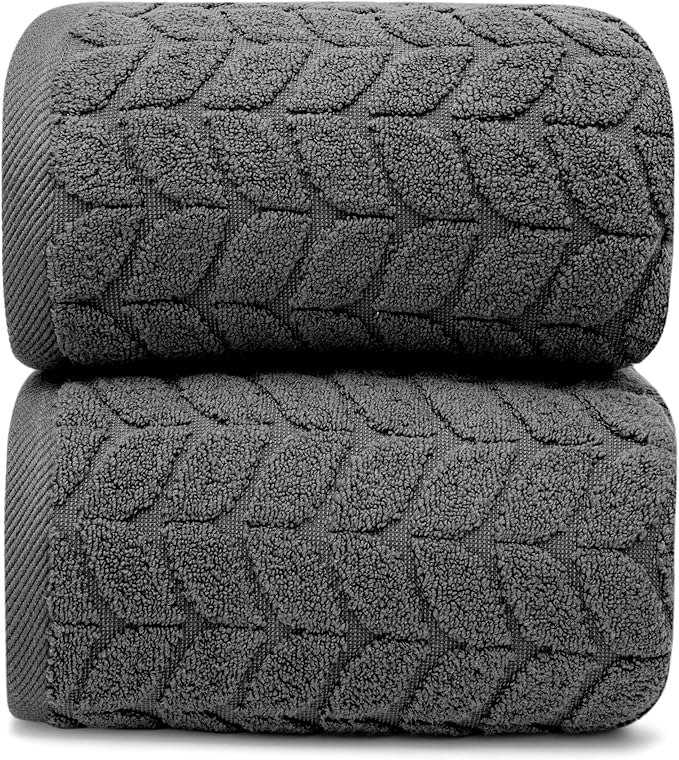 Alusa Home Ultra Soft & Stylish 700 GSM Luxury Bath Sheets | Pack of 2 | Extra Large 35x70 Inches | 100% Zero-Twist, Long-Staple Cotton | Remarkably Absorbent (Granite Grey)