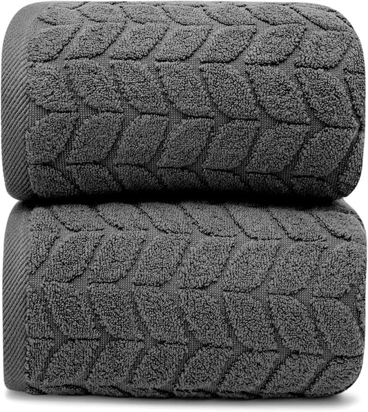 Alusa Home Ultra Soft & Stylish 700 GSM Luxury Bath Sheets | Pack of 2 | Extra Large 35x70 Inches | 100% Zero-Twist, Long-Staple Cotton | Remarkably Absorbent (Granite Grey)