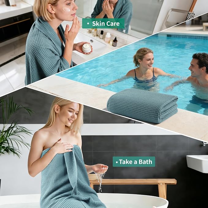 MICROFI Microfiber Waffle Bath Sheet, Quick Dry, Lint Free, 40 x 80 inches (101.6 x 203.2 cm), 1 Count, 430 GSM (Green)