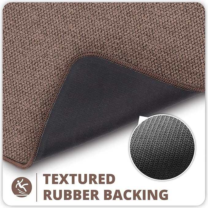Bath Mat,Ultra Thin Bathroom Rugs,Rubber Bath Mats for Bathroom,No Slip Bath Rugs,Quick Dry,Machine Washable,Low Pile,Absorbent,Shower Outside,Sink,Home Decor Accessories.Brown,1'5"x2'3"(17x27inch)