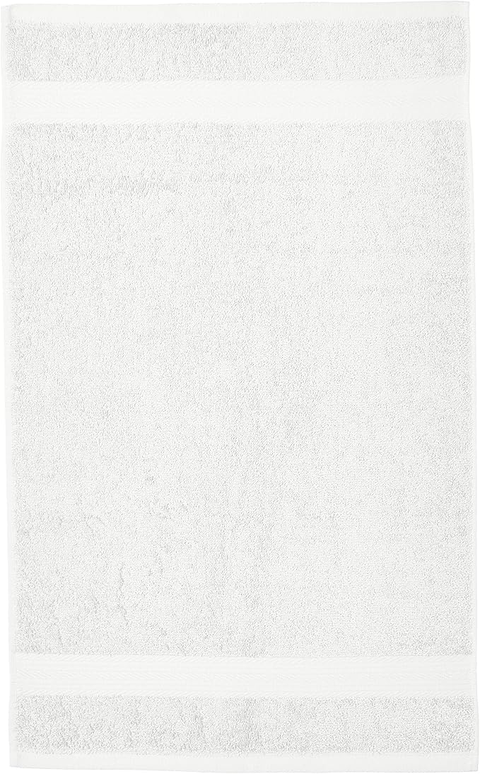 Amazon Basics 100% Cotton Hand Towels, Fade-Resistant, Soft and Absorbent, 16 x 26 inches, White, 6-Pack