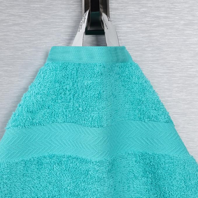 Superior 12-Piece Cotton Assorted Towel Set, Includes 6 Face Towel, 4 Hand, and 2 Bath Towels, Home, Bathroom, Guest Bath Essentials, Quick Dry, Absorbent, Franklin Collection - Turquoise