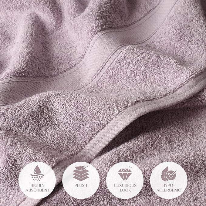 SUPERIOR Egyptian Cotton Ultra Plush & Absorbent, 6 Piece Set, Purple | Quick Dry, Soft Luxury Towel Set, Bath Essentials, Guest Bath, Spa, 2 Bath, 2 Hand, 2 Face Towels, Madeline Towels