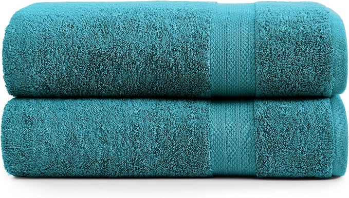 LANE LINEN 100% Cotton Bath Sheets (35"x66") - 2 Piece - Fade Resistant, Machine Washable, Ultra Soft & Highly Absorbent - Oversized Extra Large Bathroom Towels Sets - Hotel Quality Towel - Sea Port