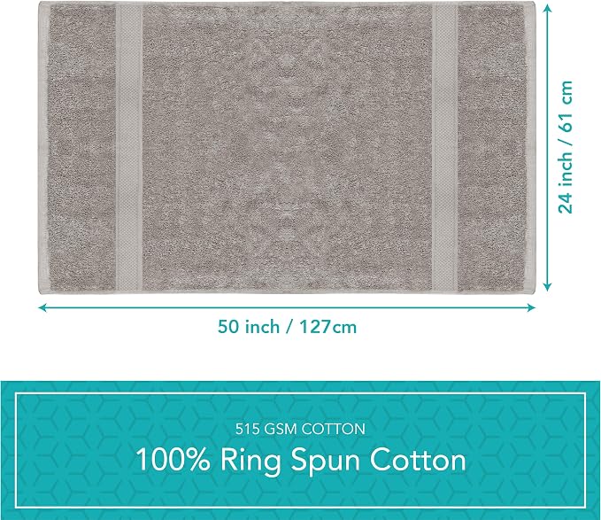 Pleasant Home Bath Towels Set of 6 (24” x 50”) 100% Cotton, 515 GSM | Lightweight, Soft & Highly Absorbent Luxury Towels for Bathroom | for Gym, Pool & Spa | 6 Pack, Gray