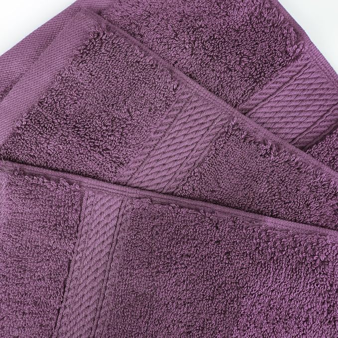 SUPERIOR Egyptian Cotton Ultra Plush & Absorbent, 8 Piece Set, Plum | Quick Dry, Soft Luxury Towel Set, Bath Essentials, Guest Bath, Spa, 2 Bath, 2 Hand, 4 Face Towels, Madeline Towels