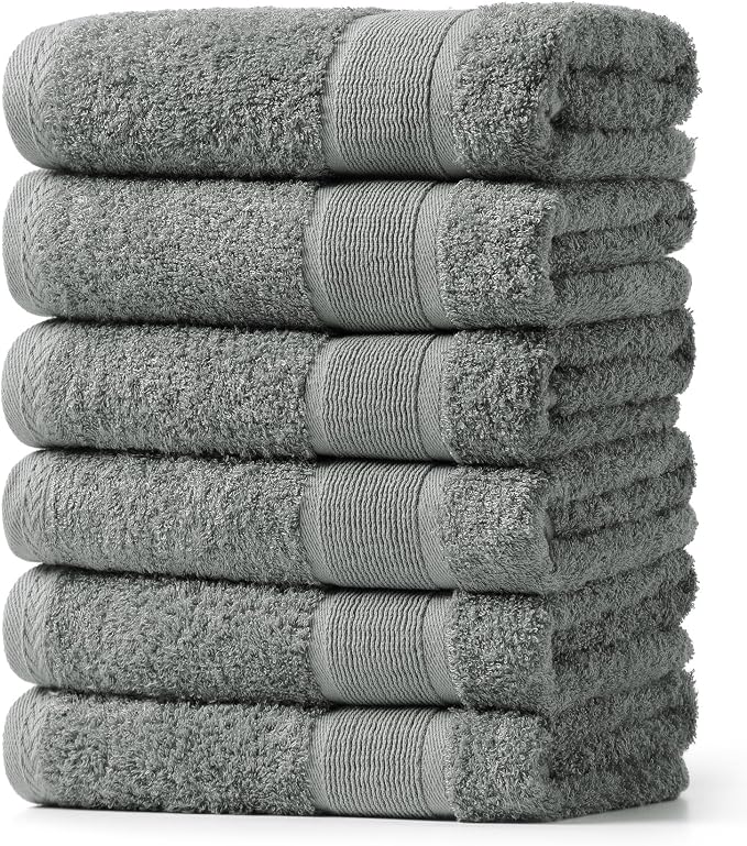 Aibaser Hand Towels-16x30inch - Lightweight and Highly Absorbent Hand Towels for Bathroom, Travel, Gym, Shower and Spa (Grey)