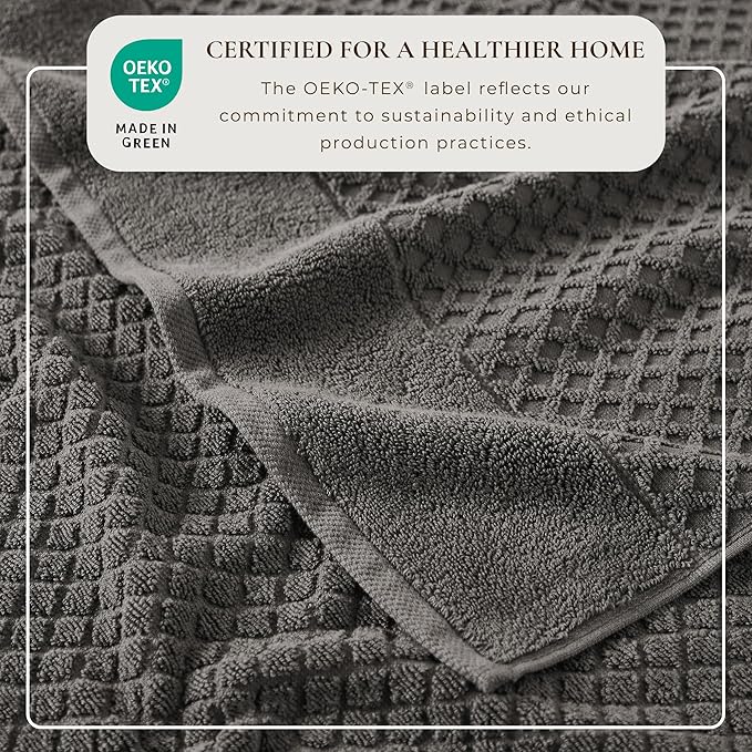 Great Bay Home Oversized Bath Sheets - 100% Cotton 2 Pack 68x35 Extra Large Towel - Absorbent, Durable, Quick-Dry Towels for Bathroom (Dark Grey)