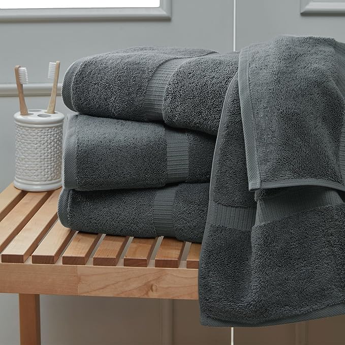 Towel Bazaar 2-Piece Jumbo Bath Towel Set, Cotton Turkish Towels, 35x70 Luxury Towel Super Soft and Absorbent, Perfect Use for Bathroom, Shower Towels - Dark Gray