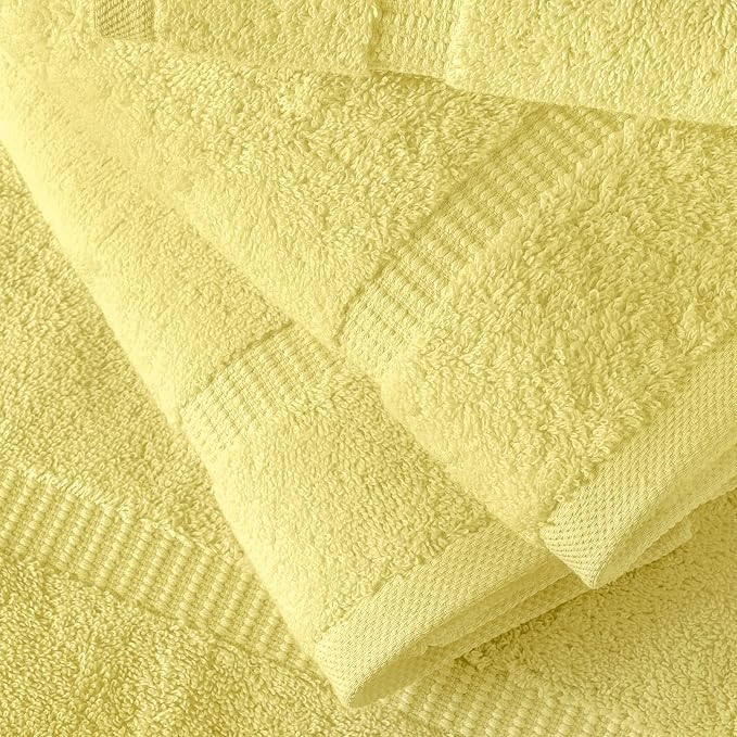 SALBAKOS 100% Turkish Cotton Washcloth Set of 12 13x13 inch | Premium Quality | Hotel & Spa Collection | Ultra Soft, Super Absorbent, Washcloth Towels | Made in Turkey (Yellow, 12 Washcloths)
