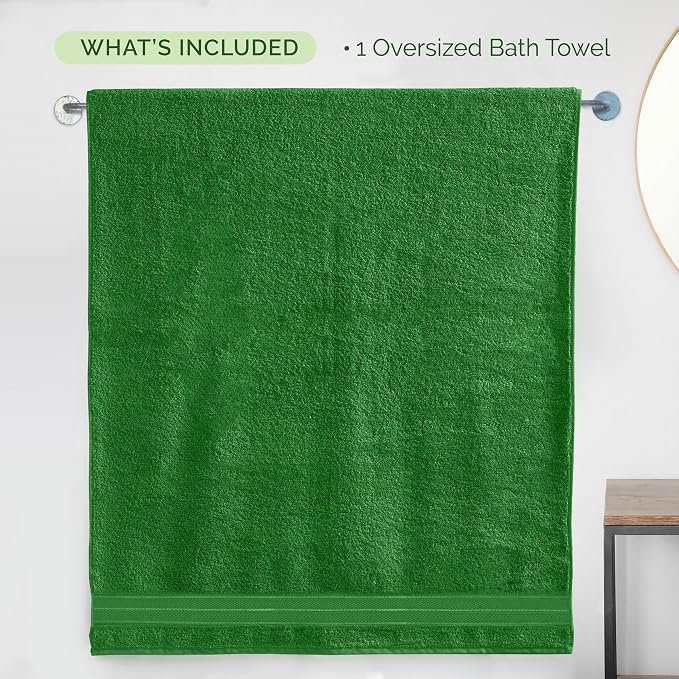 Elegant Comfort Three Line Popcorn Extra Large Luxury Bath Towel - 40" x 80" inch, Premium Hotel Spa Quality 1 Piece Oversized Bath Sheet 100% Turkish Cotton Super Soft Highly Absorbent, Emerald Green