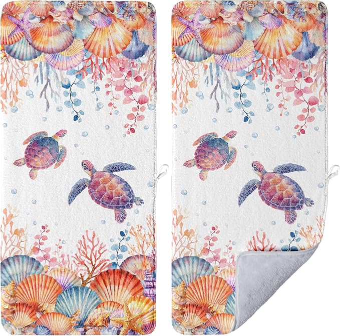 Ocean Sea Turtle Hand Towels High Absorbent Microfiber Bathroom Kitchen Towel Set of 2