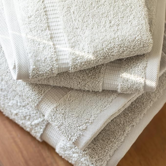 SALBAKOS 100% Turkish Cotton Towel Set of 6 Piece Stone | Premium Quality Hotel & Spa Collection 2 Washcloth, 2 Hand, 2 Bath Towel Sets for Bathroom | Made in Turkey (Stone, 6 Piece Towel Set)