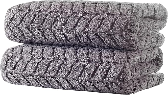 BAGNO MILANO Turkish Cotton Bath Towels, Hand Towels - Soft Plush Jacquard Collection Luxury Towels Set (Grey, Bath Sheet 35x70)