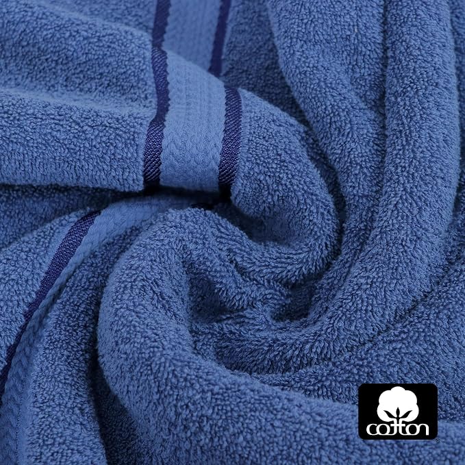 COTTON CRAFT Ultra Soft Washcloths - 12 Pack Luxury Washcloths - 100% Cotton Plush Absorbent 580 GSM Face Towels - Machine Washable Quick Dry Durable Wash Cloth Set - Bathroom Spa Gym Skincare - Blue