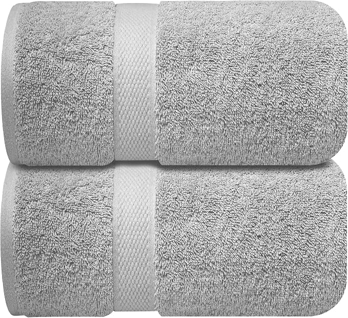 Infinitee Xclusives Jumbo Bath Sheets Towels for Adults – 600 GSM (35X70 Inches)– 100% Ring Spun Cotton, Soft and Absorbent Large Bath Towels for Bathroom (Charming Grey) (Pack of 2)