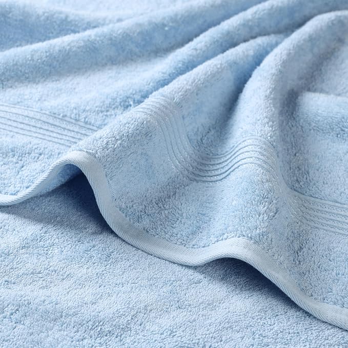 Superior Egyptian Cotton 12-Piece Towel Set, Assorted Towels for Home Bathroom, Guest Bath Decor Essentials, Includes 4 Bath, 4 Hand, 4 Face Towels/Washcloths, Quick Dry, Absorbent - Light Blue