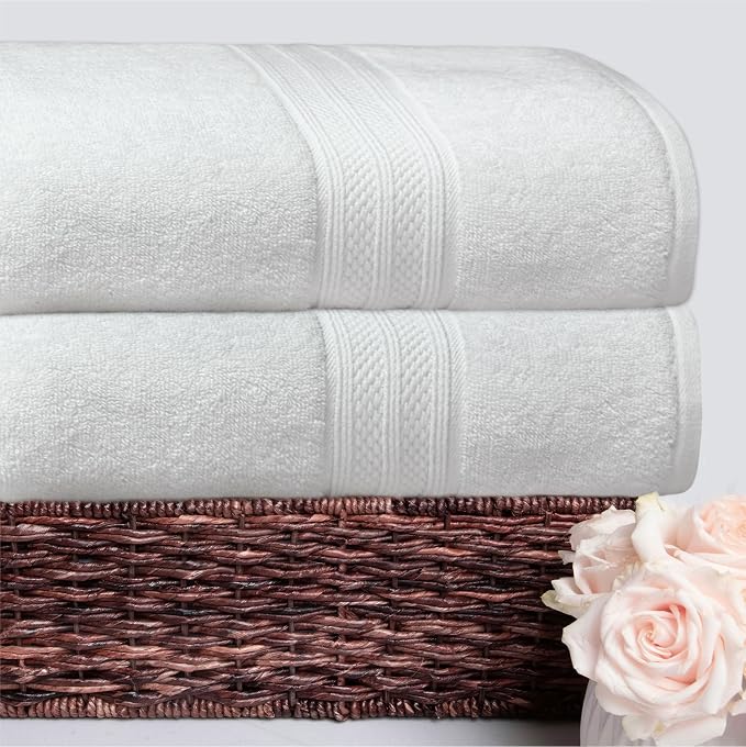 COTTON CRAFT Soft Giant Bath Sheet - 2 Pack Oversized 35x70 Extra Large Luxury Bath Towel - 600 GSM - 100% Ringspun Cotton - Absorbent Quick Dry Bathroom Shower Hotel Spa Towel Sheet - White