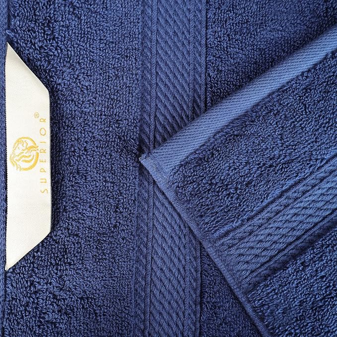 SUPERIOR Egyptian Cotton Ultra Plush & Absorbent, 8 Piece Set, Navy Blue | Quick Dry, Soft Luxury Towel Set, Bath Essentials, Guest Bath, Spa, 2 Bath, 2 Hand, 4 Face Towels, Madeline Towels