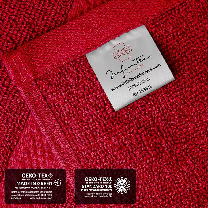 Infinitee Xclusives Luxury Wash Cloths for Showering [13x13] – 100% Cotton Washcloths [Pack of 4], Soft and Absorbent Face Towels for Bathroom Wash Clothes, Gym, and Spa (Burgundy)