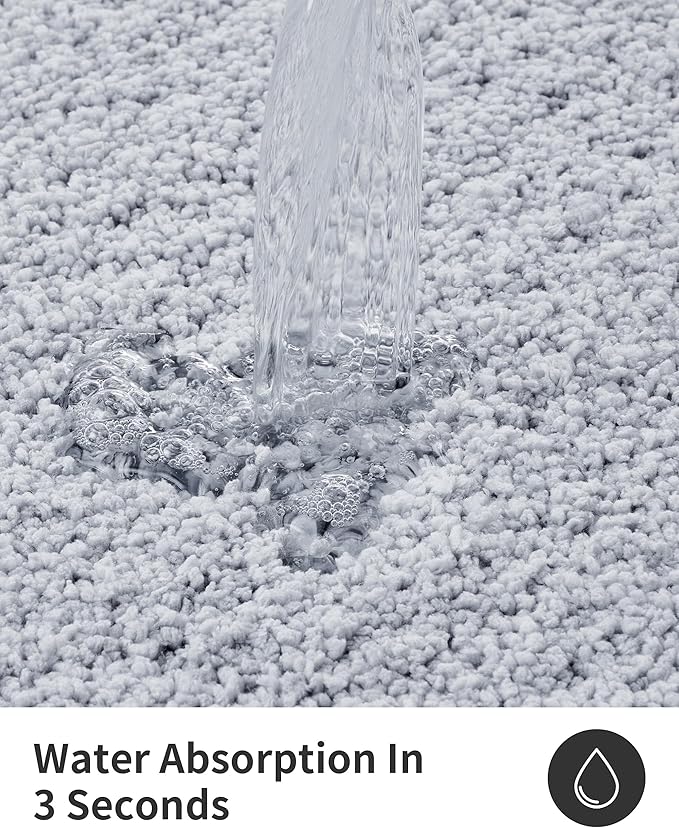 ILANGO Silver Bathroom Rugs 70" × 24" Non Slip & Super AbsorbentExtra Thick Soft, Washable Bath Carpet Runner for Floor, Microfiber Plush Shaggy Bath Mats with Tub for droom Bathtub Shower Room
