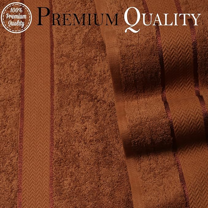 Bath Towels Set-100% Cotton-2 Bath Towel, 2 Hand Towels & 2 Washcloths- Large, Quick Dry, Absorbent, Plush, Soft-Home, Spa, Hotel, Pool, Shower Towel - 6 Piece Luxury Bathroom Towel - Brown