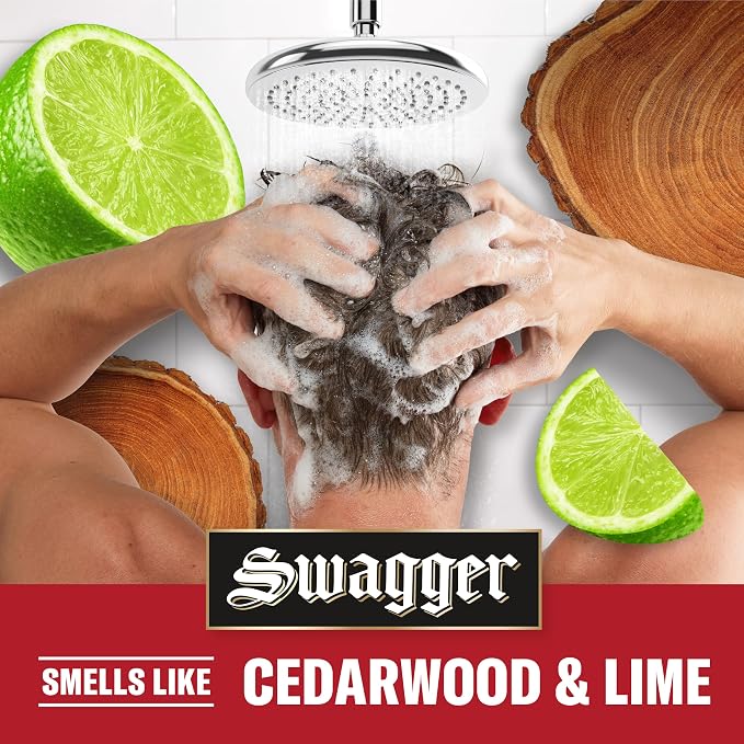 Old Spice Mens 2-in-1 Shampoo and Conditioner, Swagger, Cedarwood Lime Scent, For All Hair Types, Healthier, Fuller, Moisturized Looking Hair, Barbershop Quality, Remove Dirt & Oil, 21.9 fl oz