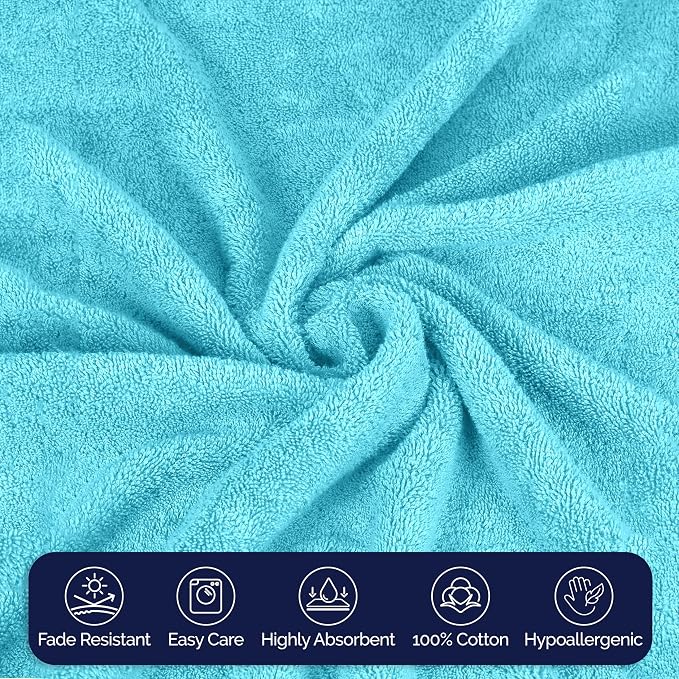Elegant Comfort Premium Turkish Cotton 2 Pack Bath Towel Set - 27 x 54 inch, Luxurious Hotel Spa Quality 100% Turkish Cotton 2PC Bath Towel Set - Highly Absorbent - Soft Bathroom Towels, Aqua