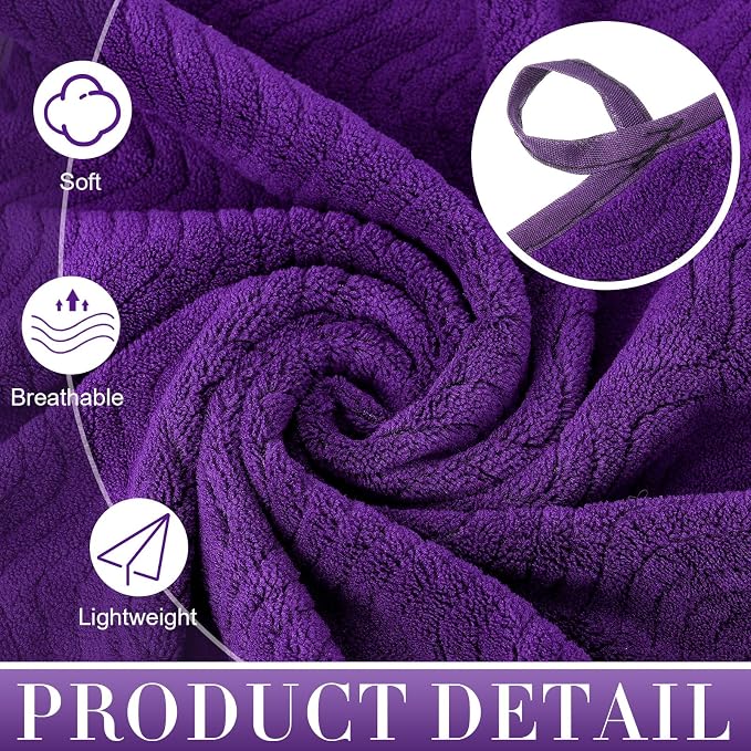 Set of 6 Oversized Bath Towel 40 x 80 Inches Jumbo Bath Sheet Absorbent Microfibers Quick Dry Towel Set with 2 Extra Large Shower Towels 2 Hand Towels 2 Washcloths for Bathroom Spa Gym(Purple)